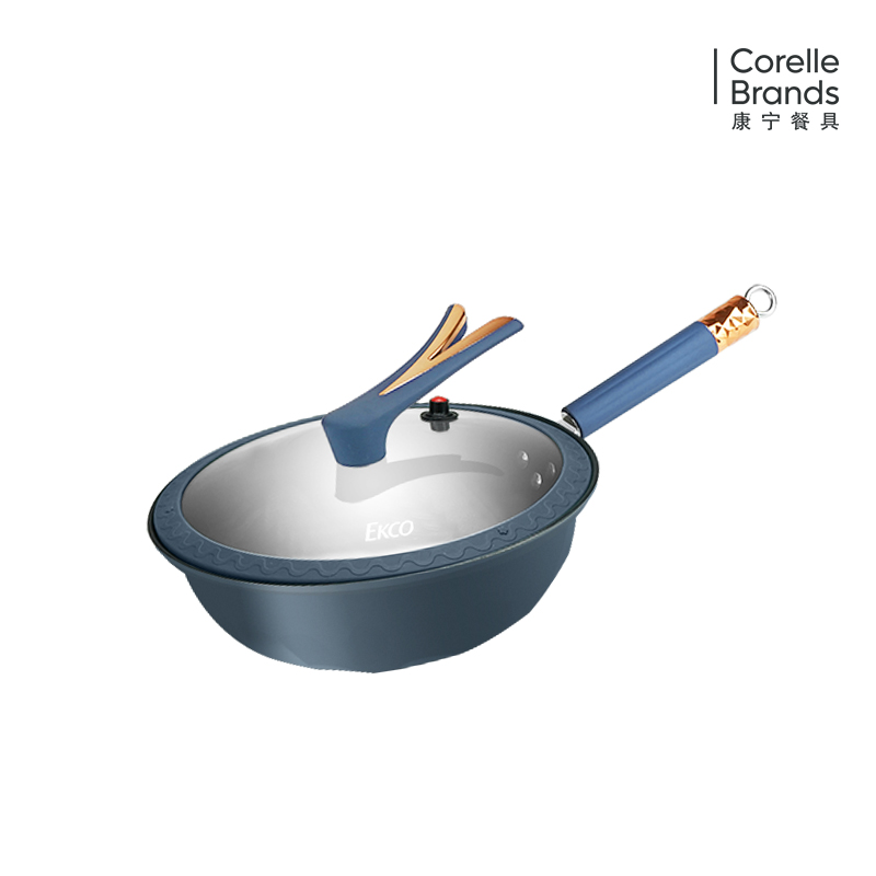 EKCO EK-WRLWYC03ZX/KZ 32CM 威尔蓝微压炒锅 蓝色（单位：个）