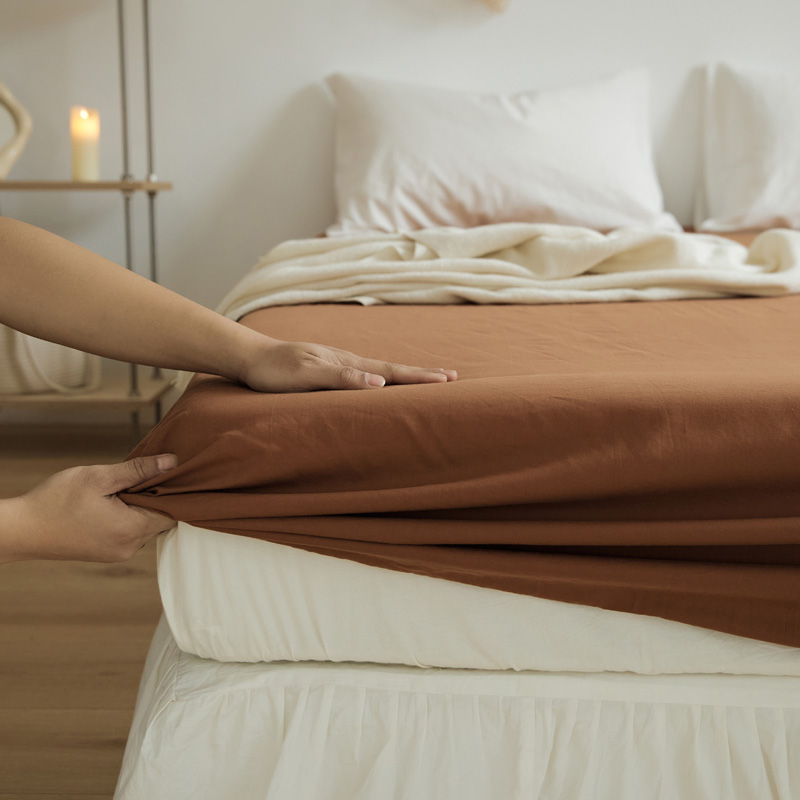 樵纪 13870 180x200x30cm 40支全棉水洗棉床笠 摩卡色（单位：床）