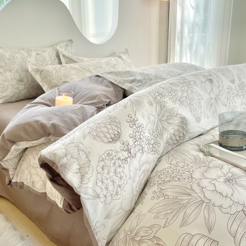 樵纪 素色 200x230cm 40支全棉印花四件套 1.5/1.8米床通用款 白色（单位：套）