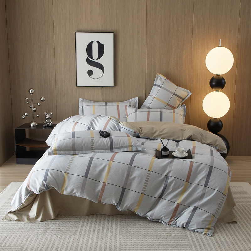 樵纪 依贝 200x230cm 40支全棉印花四件套 1.5/1.8米床通用款 灰色（单位：套）