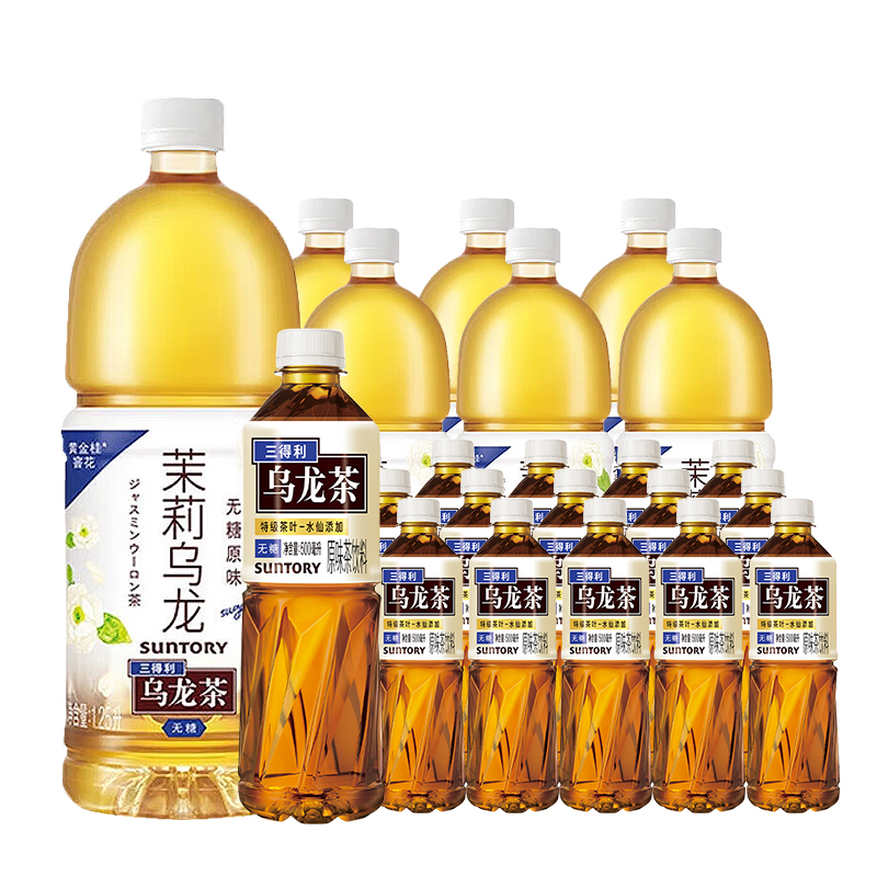 三得利（Suntory） 无糖乌龙茶+茉莉乌龙茶(无糖) 500ml*15+1250ml*6瓶 优质茶叶选材茶韵悠扬 混色（单位：组）