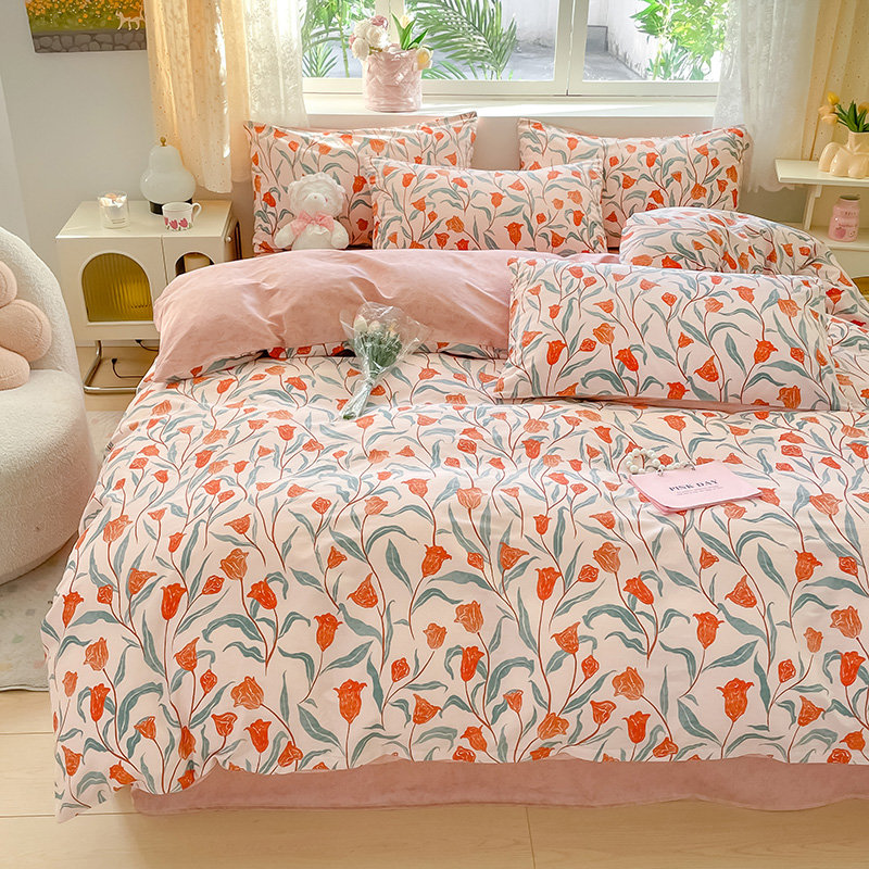 樵纪 玫瑰庄园 200x230cm 全棉喷气印花四件套 1.5/1.8米床通用款 粉色（单位：套）