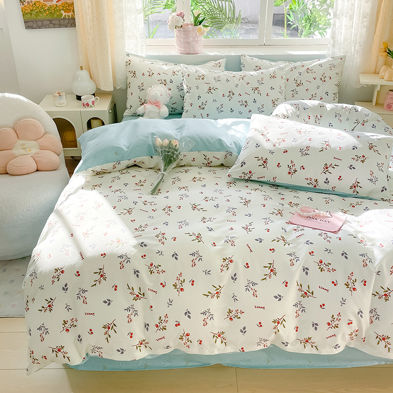 樵纪 岁月静好 200x230cm 全棉喷气印花四件套 1.5/1.8米床通用款 白色（单位：套）