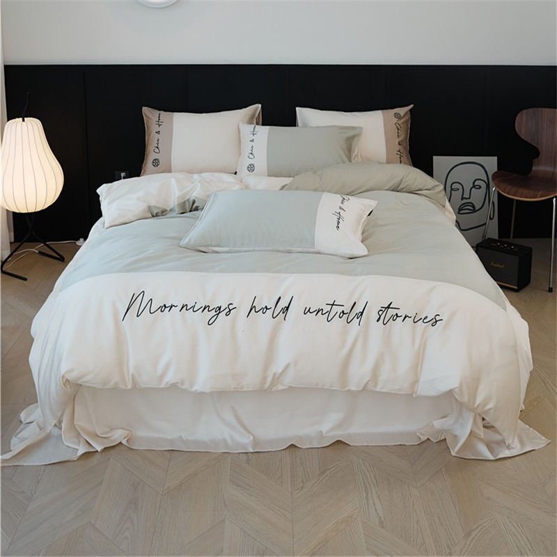 樵纪 江南 青玉 200x230cm 100支混天丝四件套 1.5米床笠款 玉色（单位：套）