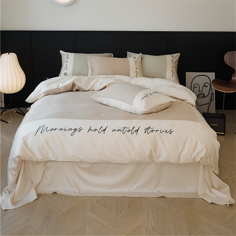 樵纪 江南 200x230cm 100支混天丝四件套 1.8米床笠款 甜褐色（单位：套）