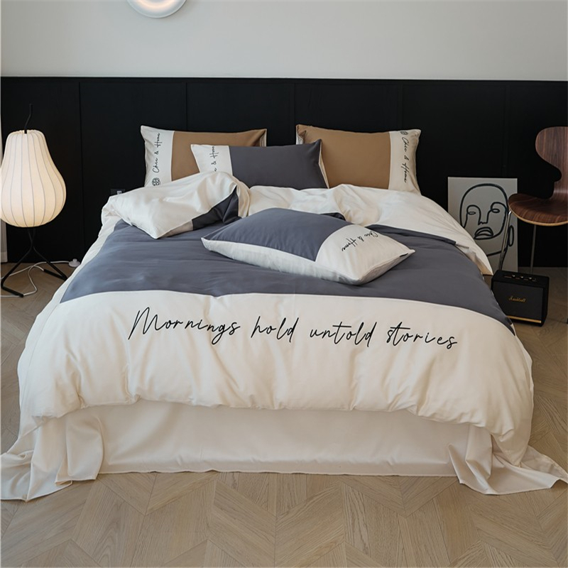 樵纪 江南 远山黛 200x230cm 100支混天丝四件套 1.5/1.8米床单款 灰色（单位：套）