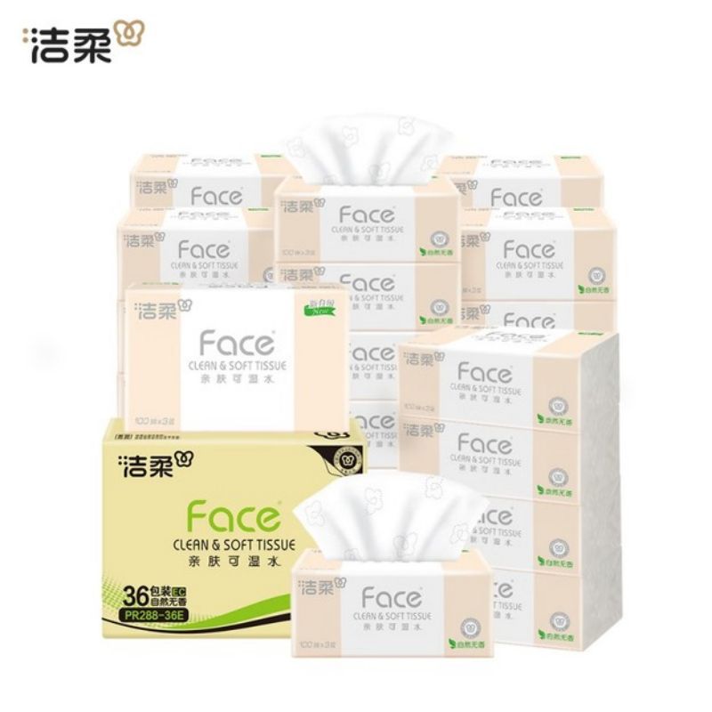 洁柔（C&S） PR203-36E 100抽3层（36包装） 粉Face柔韧抽纸 白色（单位：箱）