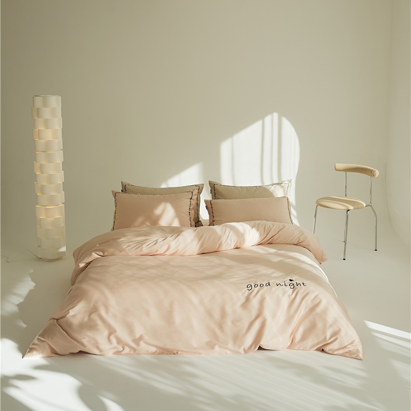 樵纪 晚安 220x240cm 全棉绣花晚安四件套 1.8/2.2米床单款 芙蓉粉（单位：套）