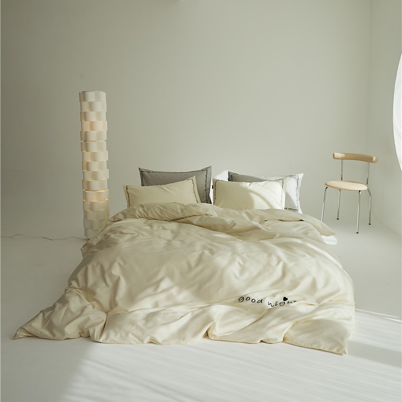 樵纪 晚安 200x30cm 全棉绣花晚安四件套 1.8米床笠款 沐光白（单位：套）