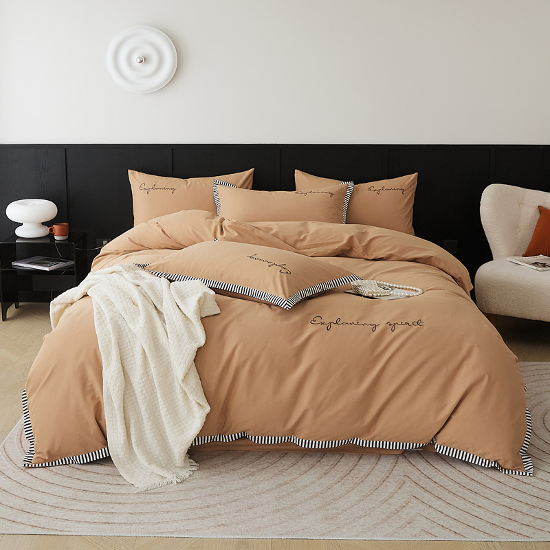 樵纪 西海岸 200x230cm 100支长绒棉四件套 1.8米床笠款 奶咖色（单位：套）