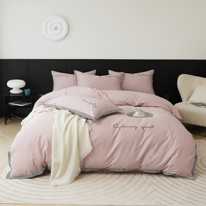 樵纪 西海岸 200x230cm 100支长绒棉四件套 1.8米床笠款 梅粉色（单位：套）