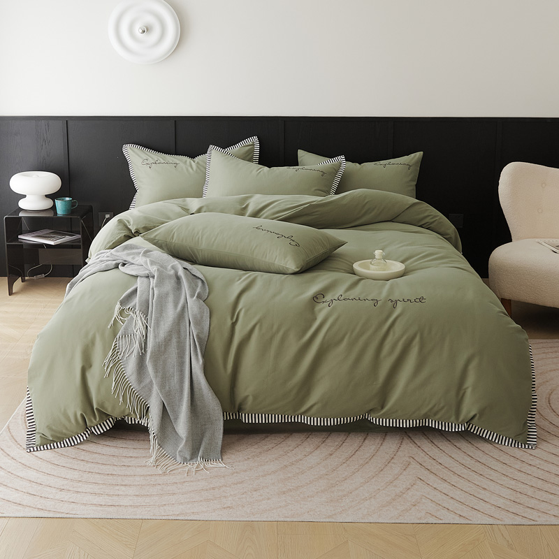 樵纪 西海岸 200x230cm 100支长绒棉四件套 1.8米床笠款 荷绿色（单位：套）