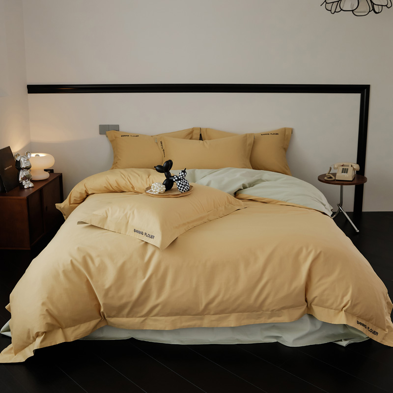 樵纪 见山 曼陀罗 200x230cm 40支全棉简绣四件套 1.5米床笠款 黄色（单位：套）