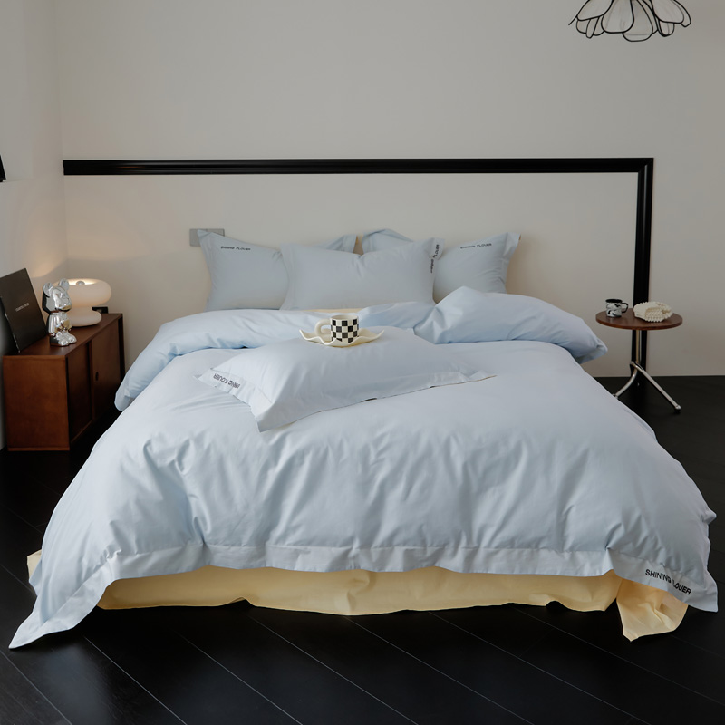 樵纪 见山 山栀蓝 200x230cm 40支全棉简绣四件套 1.8米床笠款 蓝色（单位：套）