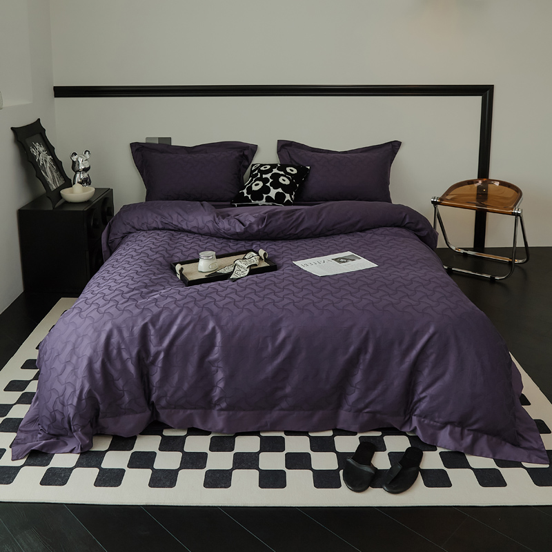 樵纪 漫时光 200x230cm 60支长绒棉四件套 1.8米床笠款 黑葡紫色（单位：套）