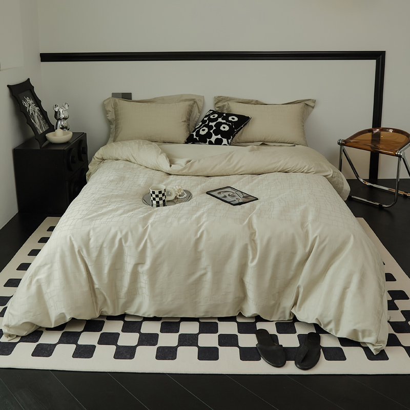 樵纪 漫时光 200x230cm 60支长绒棉四件套 1.8米床笠款 卡其色（单位：套）