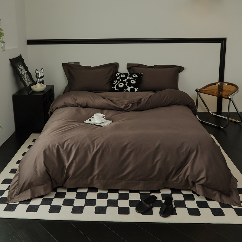 樵纪 漫时光 220x240cm 60支长绒棉四件套 1.8/2.2米床单款 深咖色（单位：套）