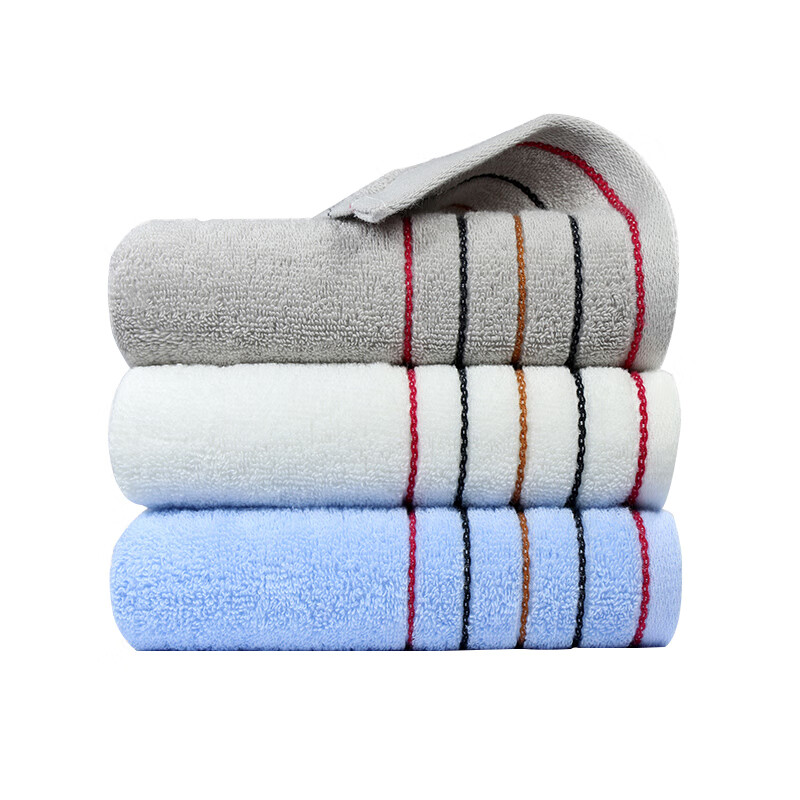 洁丽雅（Grace） 毛巾 纯棉简约条纹 70*34cm*3条 混色（单位：组）