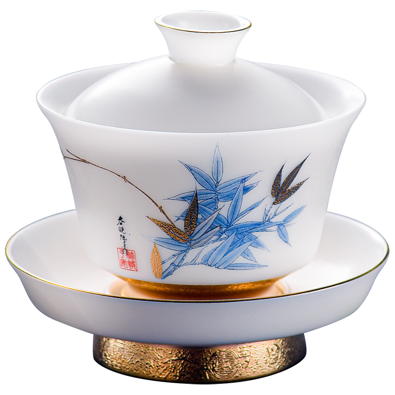 MULTIPOTENT HXD-0707 150ml 迎福高风傲然三才盖碗  白色（单位：个）