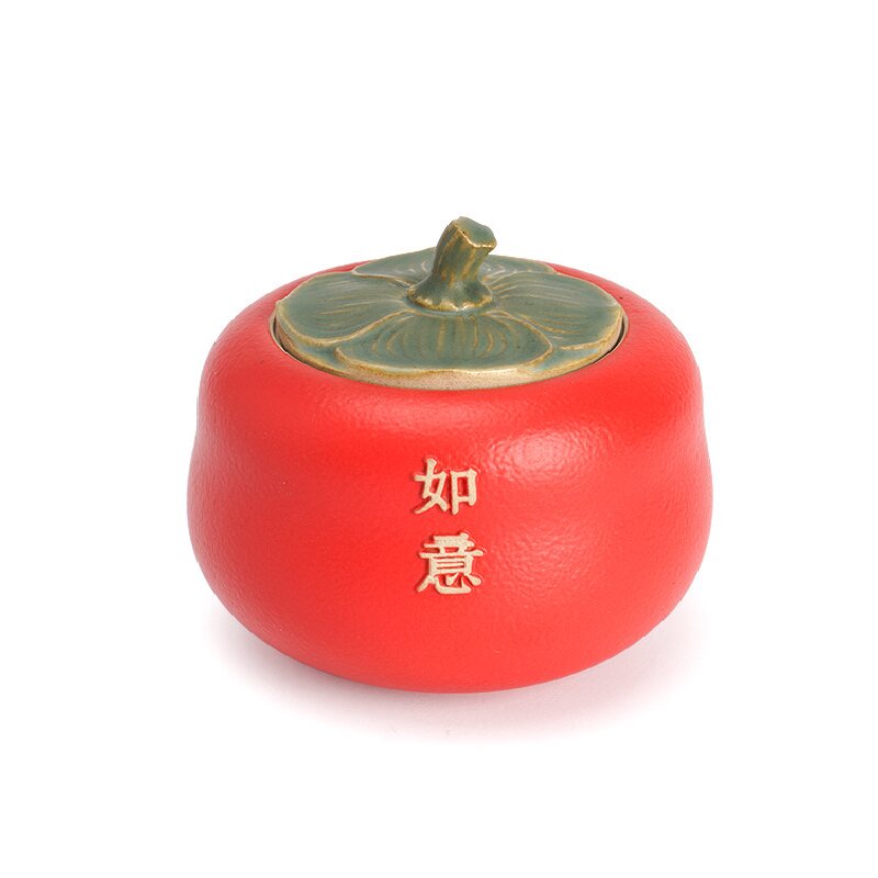 万仟堂（Edenus） 事事如意 93*93*84mm 茶叶罐 朱漆釉（单位：个）