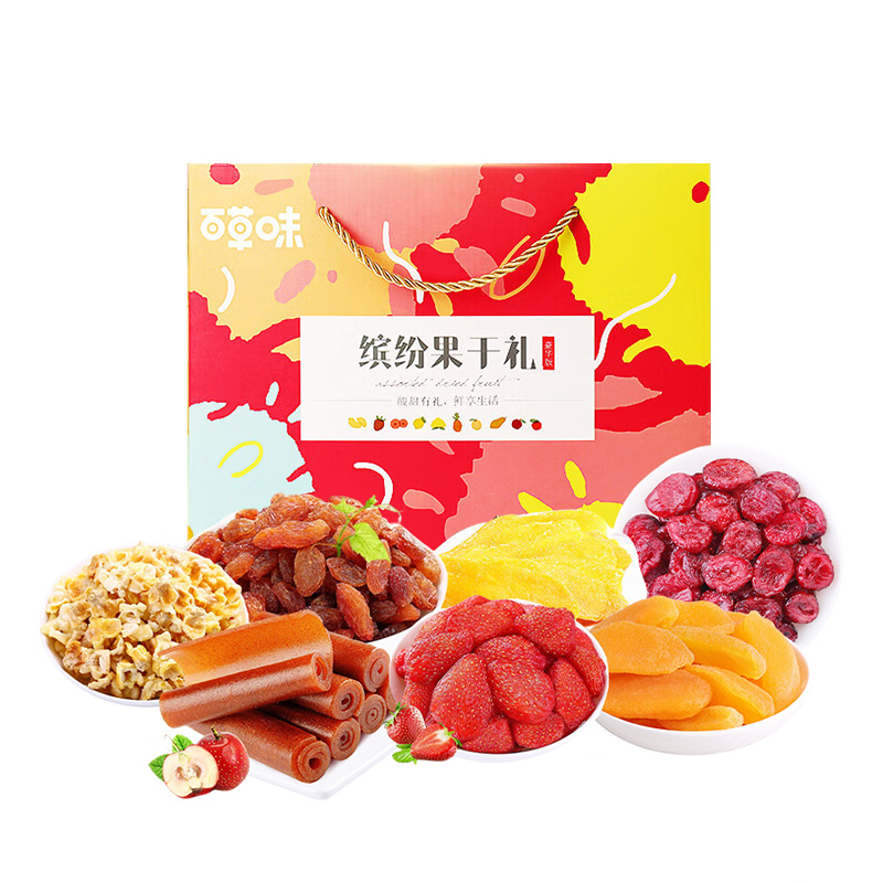 百草味 缤纷果干 510g 果干蜜饯礼盒 红色（单位：盒）