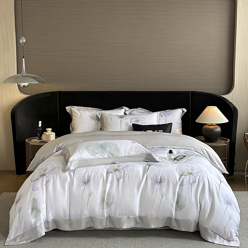 紫韵 青花舞梦天丝四件套 ZY-TJ1776 被套：200*230CM 浅灰色（单位：套）