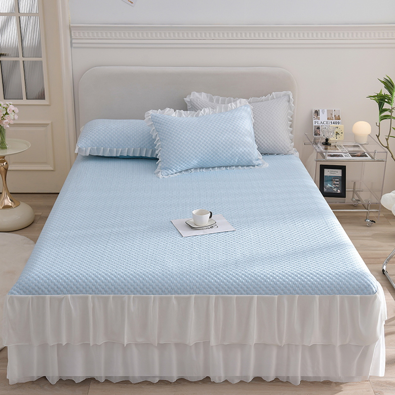 紫韵 浅韵冰豆豆裙席三件套 ZY-BT1799 150&times;200CM 水蓝色（单位：套）