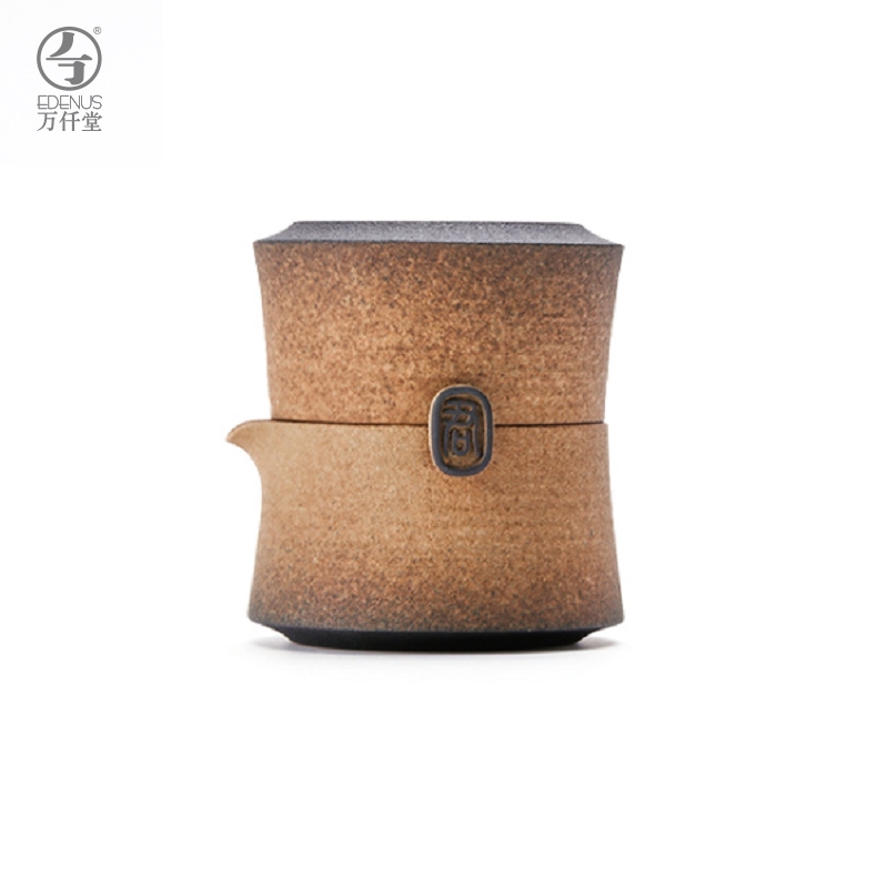 万仟堂（Edenus） 君子之交快客杯 一壶一杯 功夫茶具套装 黄砂釉（单位：套）