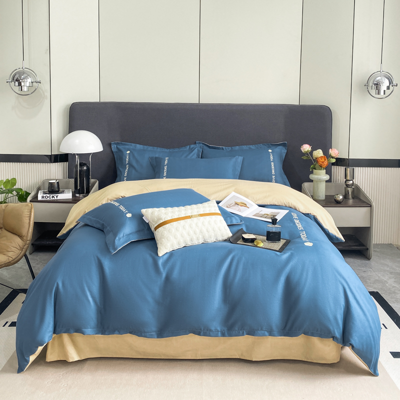 雅鹿 YLLP01 200*230cm 亲肤刺绣磨毛四件套 200*230cm 宾利蓝（单位：床）