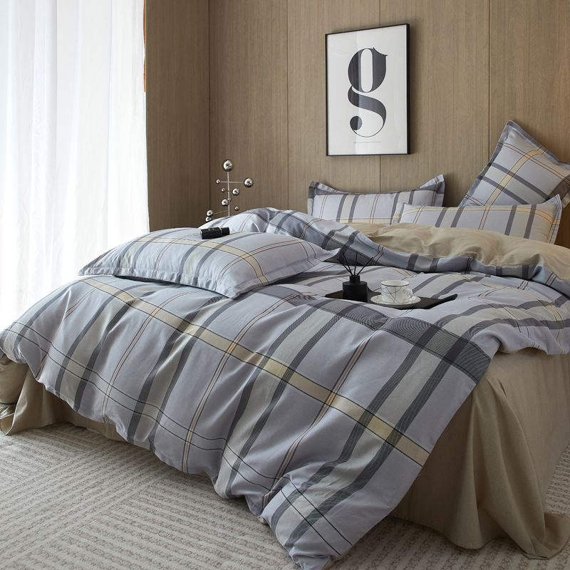 雅鹿 YLTJ066 200*230cm 全棉印花亲肤四件套 200*230cm 简意-咖（单位：床）