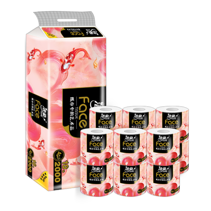 洁柔（C&S） 油画锦鲤有芯卷纸 BJ203-10J 200g4层(10卷装) 粉色（单位：提）