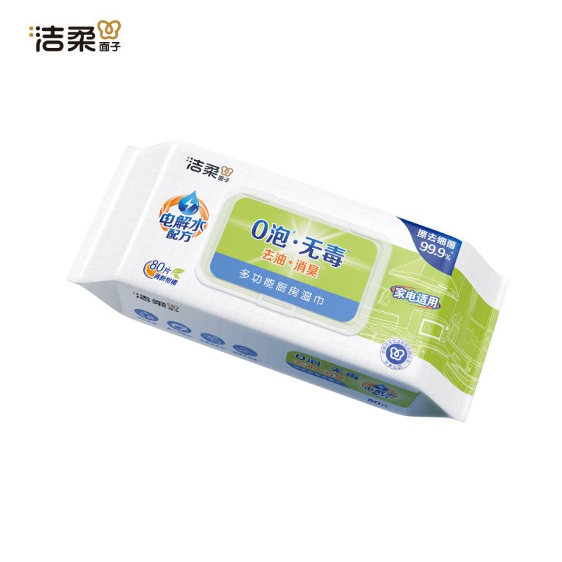 洁柔（C&S） 0泡无毒厨房湿巾 JS288-01 80片*1 白色（单位：包）