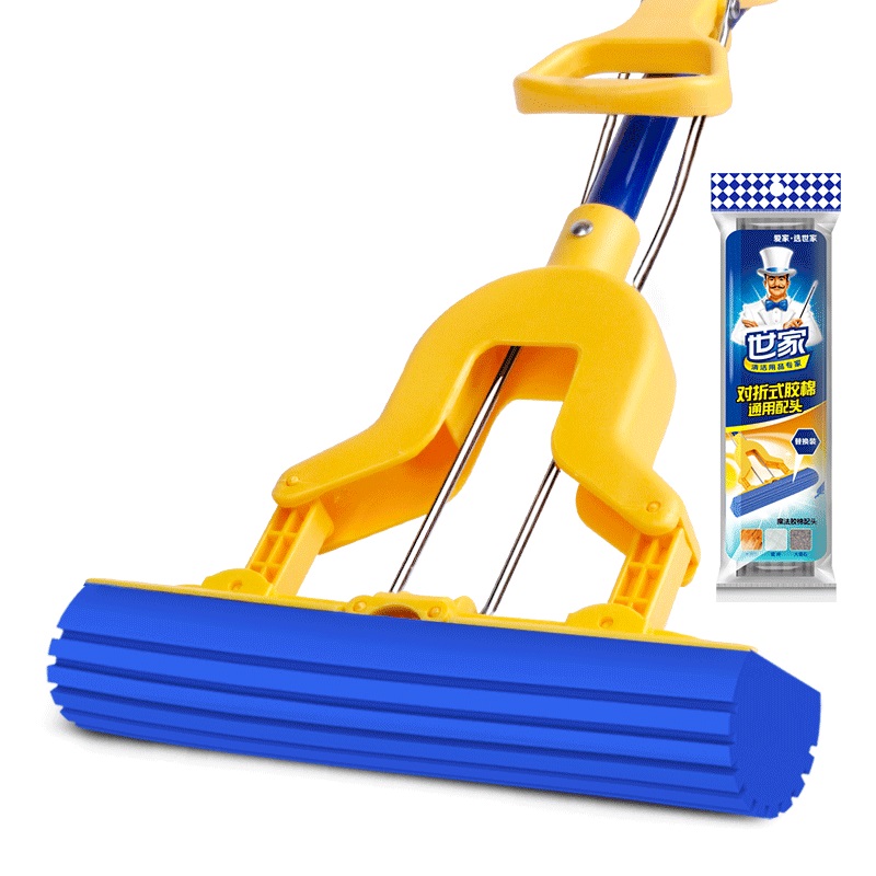 世家 20139 28*122cm 魔法胶棉拖把对折挤水 黄色（单位：把）