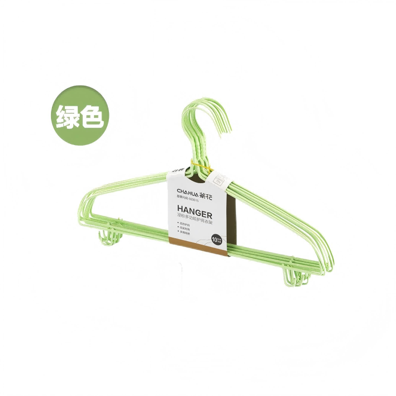 茶花（CHAHUA） 浸粉多功能护肩衣架 10个 浸粉多功能  灰绿色（单位：组）