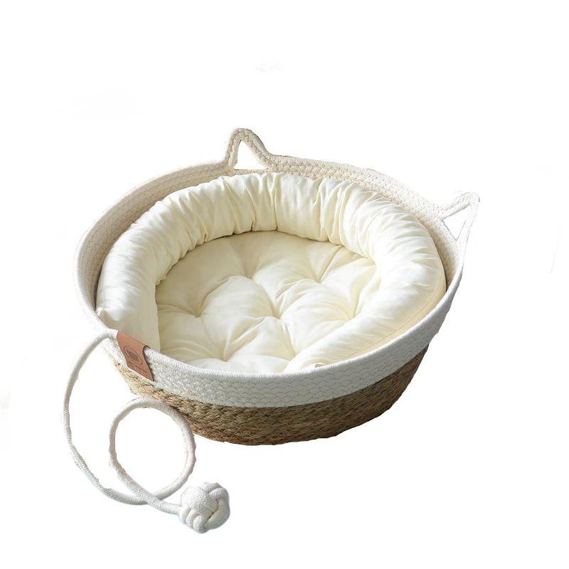 灵宠物语 猫窝狗窝 M码 四季通用藤编可拆洗 钢琴白（单位：个）