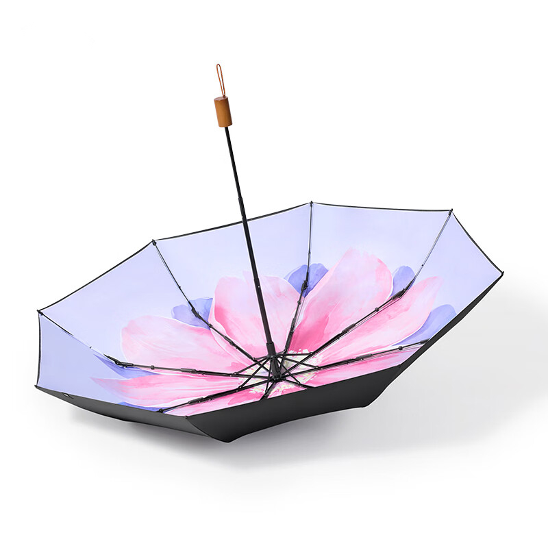 蕉下（beneunder） BM662 三折黑胶防晒伞 复古水彩在黑暗中绽放 绯云（单位：把）