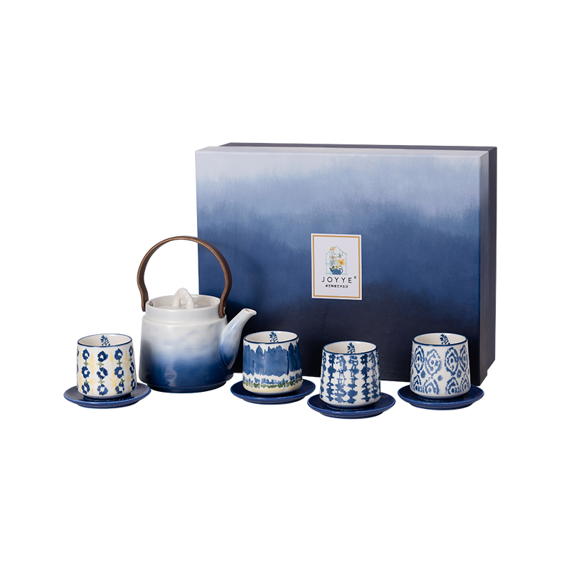 JOYYE 套9染韵生花茶具礼盒 9件套 茶具套装 蓝染（单位：套）
