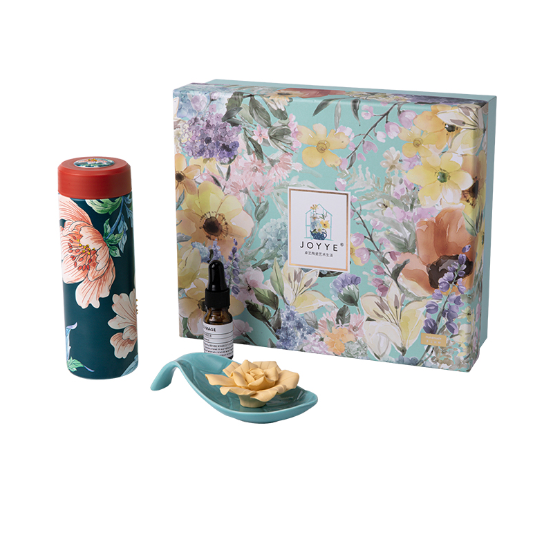 JOYYE 陶花缘香栀芳疗礼盒 保温杯*1子花散香器*1蓝色叶托*1香薰液*1 保温杯套装 锦瑟华年（单位：套）