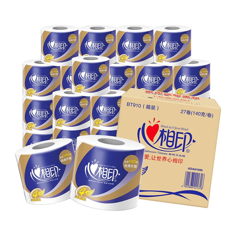 心相印（Mind Act Upon Mind） BT910 140g/卷四层*27卷 卷纸 白色（单位：箱）