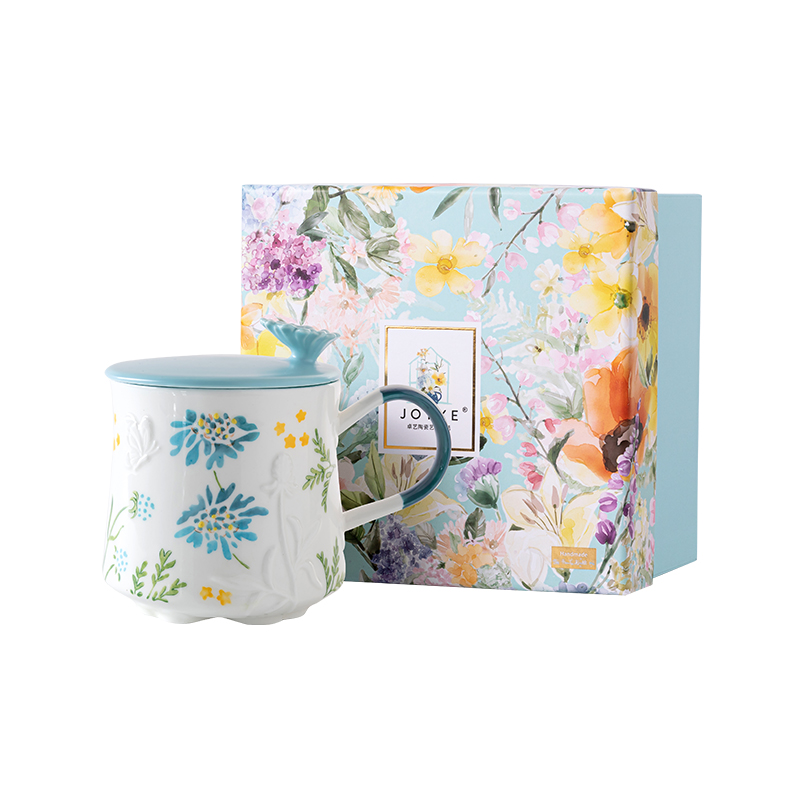 JOYYE 梦里花杯 480ml 釉下彩马克杯 蓝色（单位：个）