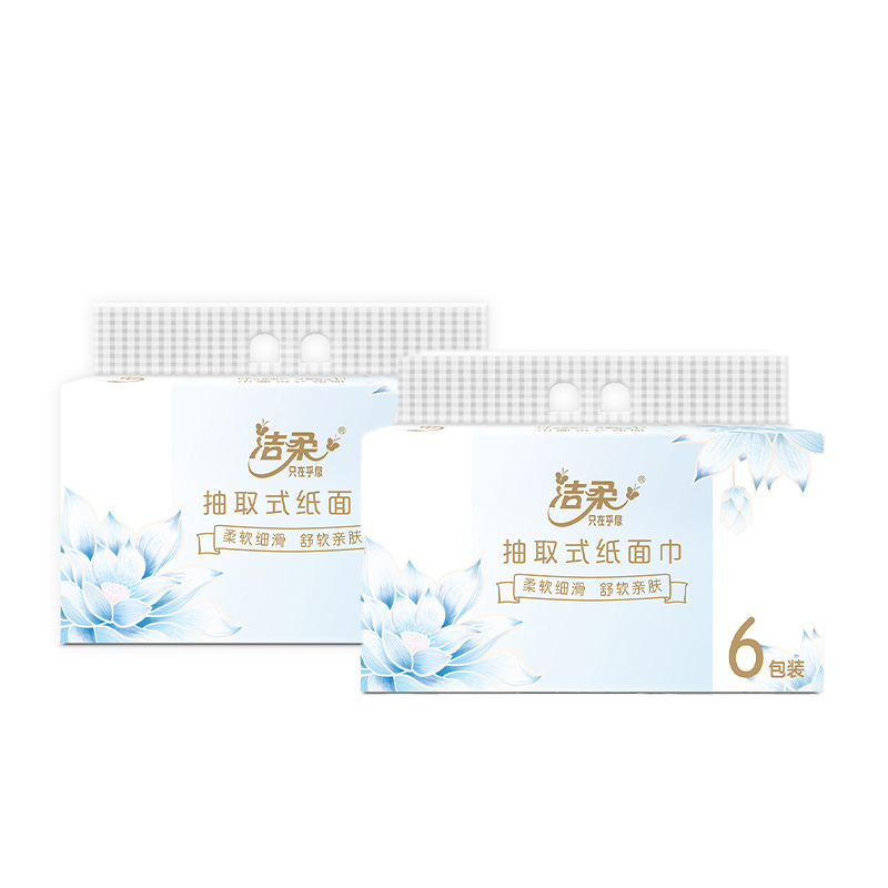 洁柔（C&S） TR081601A*2 4层70抽180x133mm*12包 莲花软抽无香 淡蓝（单位：提）