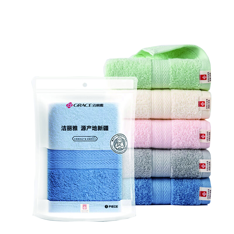 洁丽雅（Grace） 清韵面巾单条 W0240 60*30cm /70g 混色（单位：袋）