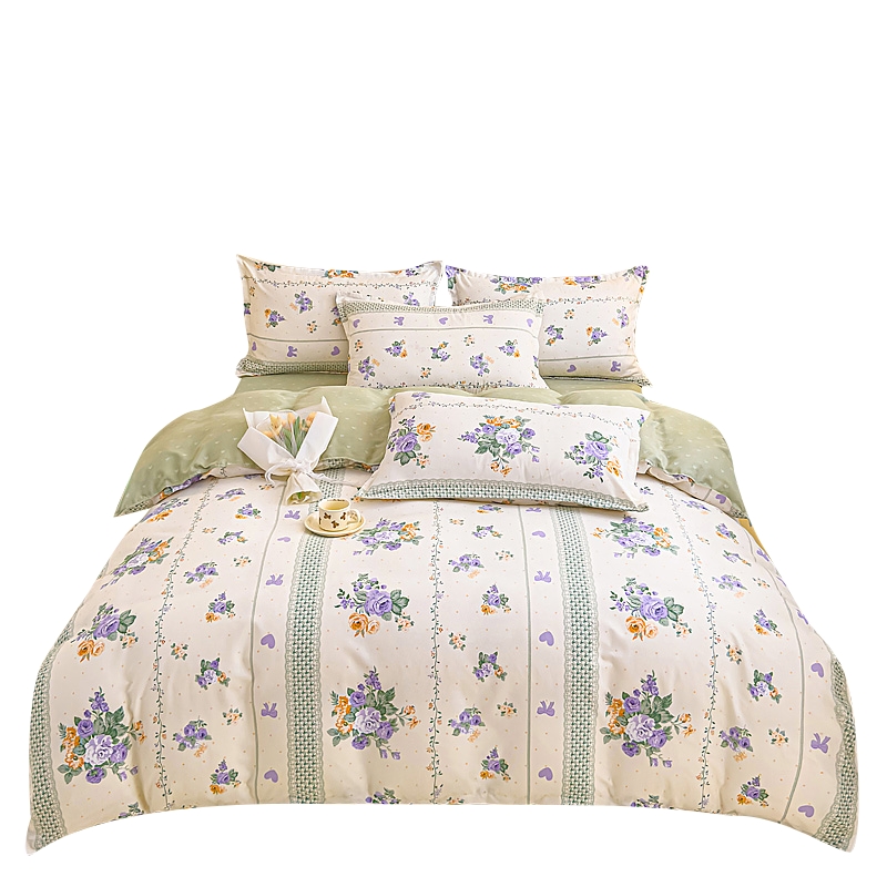 罗曼罗兰（ROMROL） 加厚磨毛四件套 紫韵年华R-jhmm005 200*230cm 白色（单位：套）