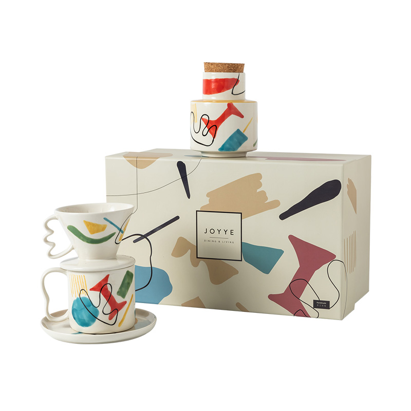 JOYYE 咖啡具套装 套4-乐天派咖啡杯套装花色2 4件套 红色（单位：套）