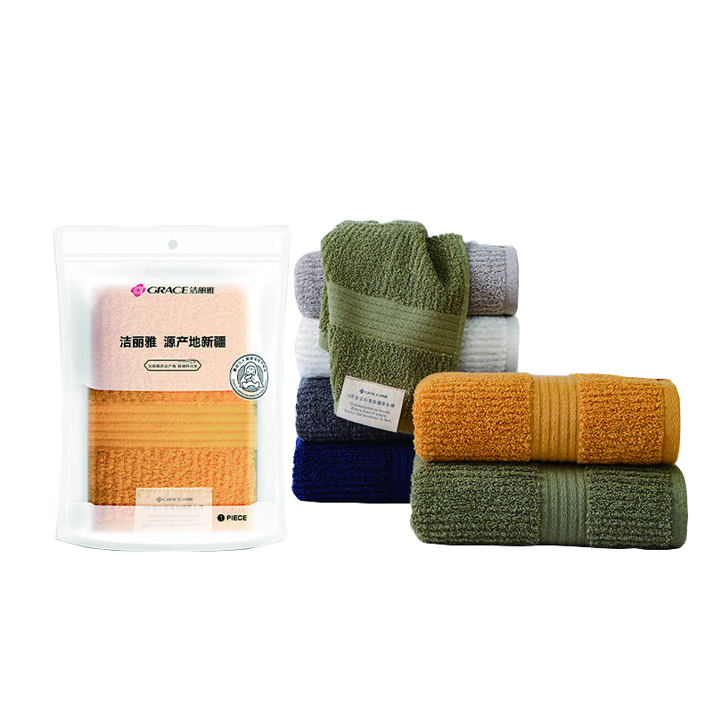 洁丽雅（Grace） 墨语面巾 7087 75*34cm/95g 混色（单位：袋）