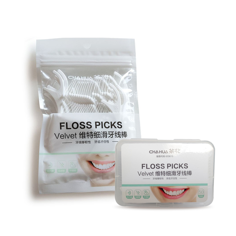 茶花（CHAHUA） 牙线 50支 细滑纤维圆线耐用 白色（单位：组）