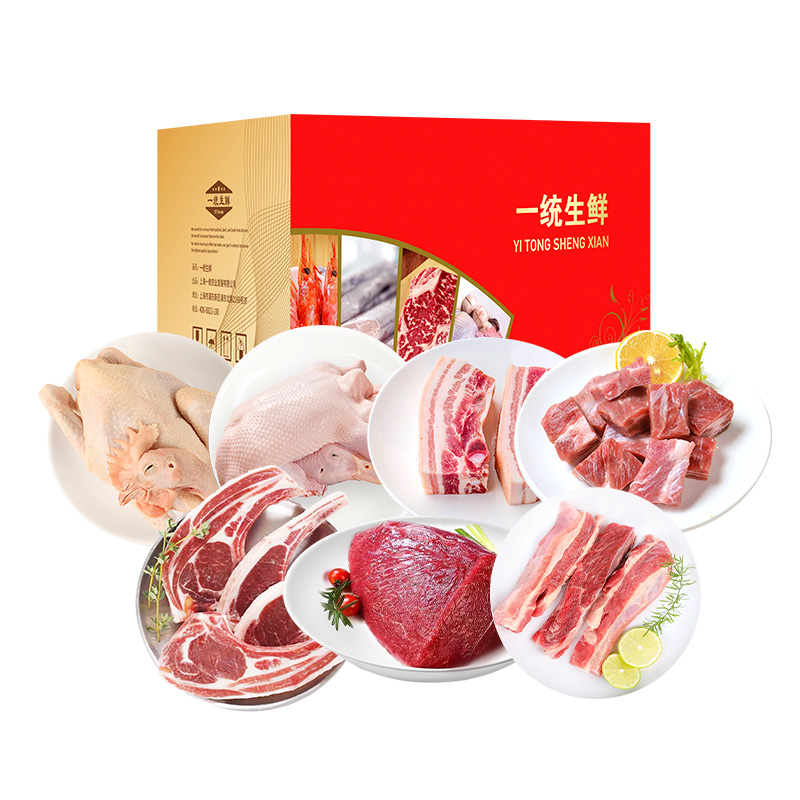  一统如宜 家禽，猪牛羊肉等 生鲜礼盒588 3900g 红色（单位：盒）