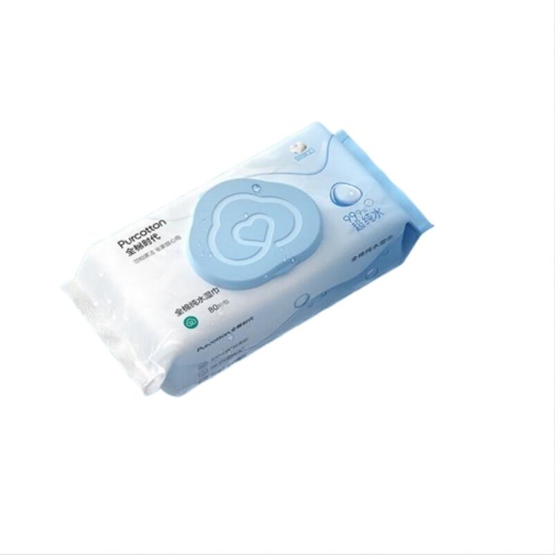 全棉时代 成人可用带盖湿巾 80片 婴儿湿巾 水蓝色（单位：包）