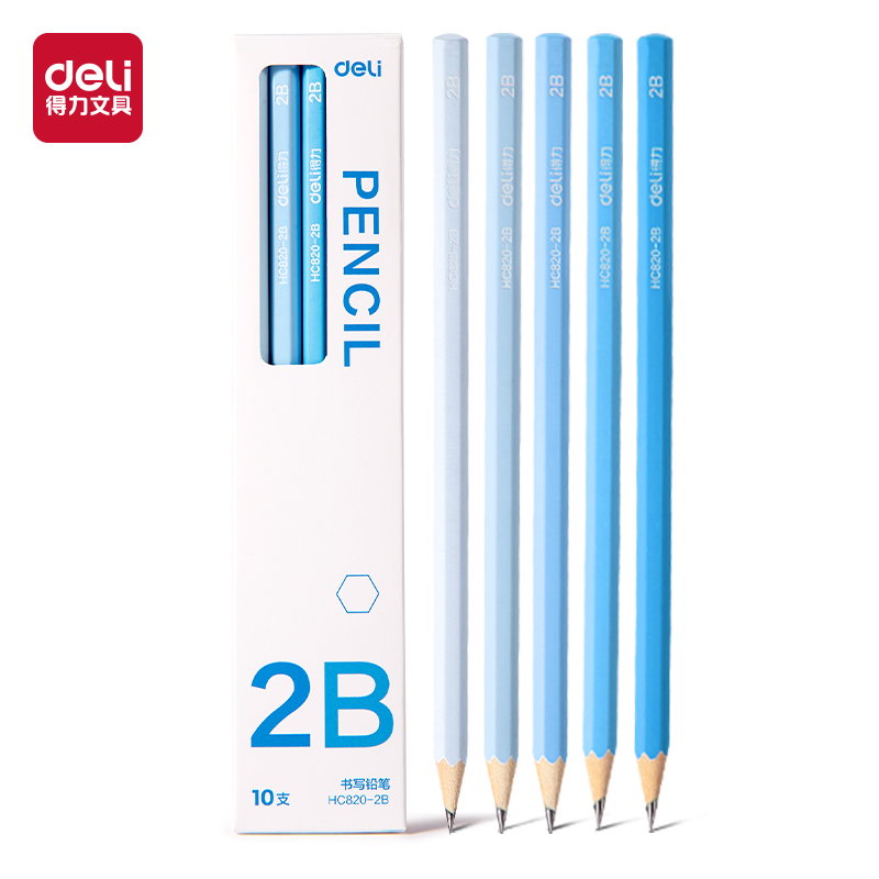 得力(deli) 马卡龙色系六角杆5色渐变书写铅笔 HC820-2B 10支/盒 蓝色（单位：盒）