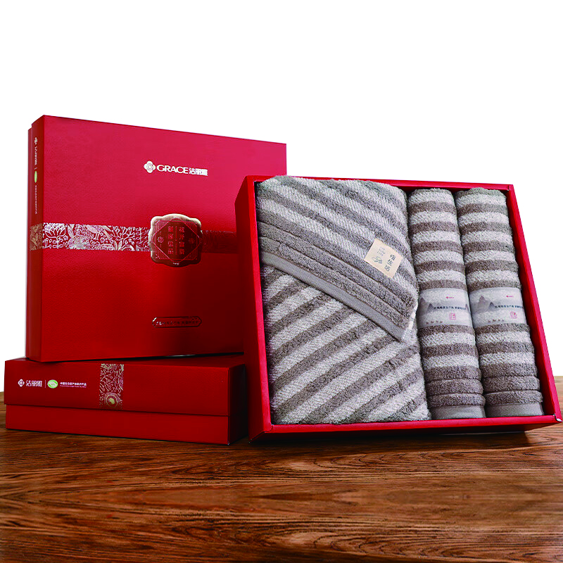 洁丽雅（Grace） 慢生活浴巾面巾 W0640+W0846 面巾*2浴巾*1 混色（单位：盒）